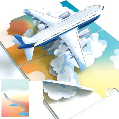 Dailygoods- Pop-up Kaart Vliegtuig - Luxe Wenskaart voor Vakantie - Origineel Geldcadeau - Inclusief Envelop - Notitiekaart - Handgemaakt 3D Design