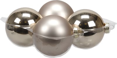 Bellatio decorations Kerstballen - 4 st - champagne - glas - 10 cm - mat/glans - Kerstboomversiering