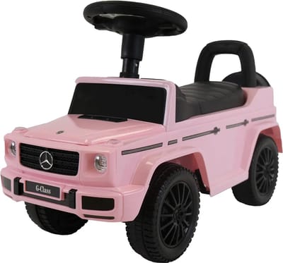 Bandits & Angels Loopauto Mercedes Benz G350D met Claxon Roze vanaf 1 jaar voor Meisjes - Stimuleert Motorische Vaardigheden - Loopwagen 24 cm - Roze Loop Auto