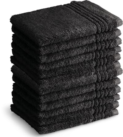 OUTLET BADTEXTIEL - set van 12 - washand 16x21 - zwart