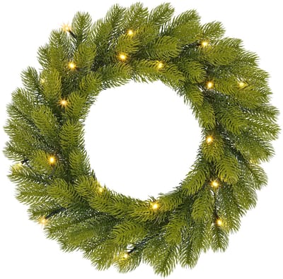Black Box Trees Nagoya Kerstkrans met LED Verlichting - H12 x Ø45 cm - Groen
