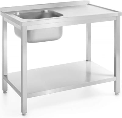 HENDI Enkele spoeltafel met schap – links – 1000x700x850 mm – roestvrij staal