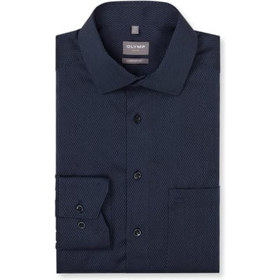 OLYMP Luxor Overhemd, Comfort Fit, New Kent, Marineblauw