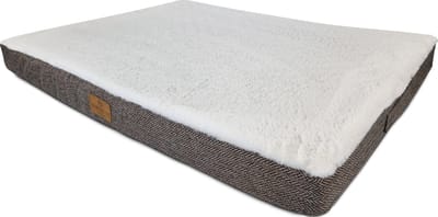 Topmast Hondenmatras - Furfleece Blokkussen - hondenkussen - Herringbone - Large - Bruin Beige - 90 x 70 x 10 cm