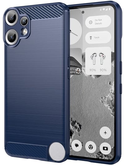 Geborsteld TPU Hoesje Geschikt voor Nothing CMF Phone 2 Pro | Beschermhoes | Back Cover | Flexibel TPU | Stijlvol Carbon | Dun | Blauw