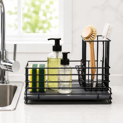 Roestvrijstalen spoelbakorganizer met diatomiet afdruipmat voor efficiënt werkbladgebruik | Snelle wateropname, roestbestendig, modern design en eenvoudig schoon te maken