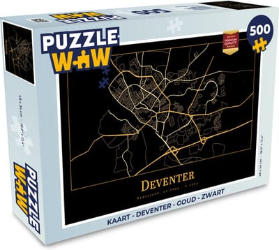 Puzzel Kaart - Deventer - Goud - Zwart - Legpuzzel - Puzzel 500 stukjes