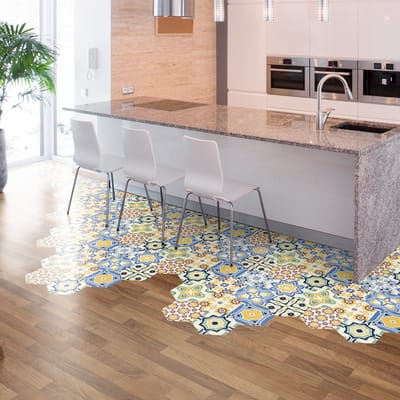 Antislip vloerstickers met beschermlaag - TOMETTES SOL FIONNA - 60x135cm - 10 zeshoekige stickers 30x26cm