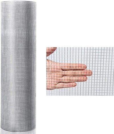 COSTWAY 7 mm rol aluminium horgaas, 23 gauge vierkant gegalvaniseerd kippengaas gelast hek, gegalvaniseerd aluminium horgaas voor groenten, tuin, fruit en dieren (15m x 1,2m)