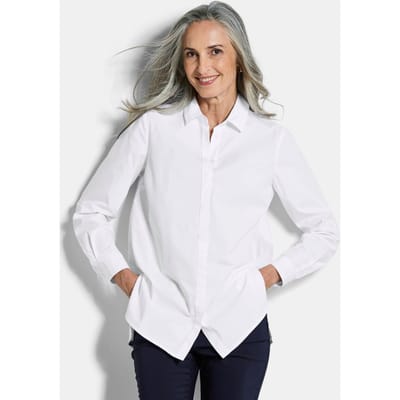 Overhemdblouse van puur katoen - wit - Gr. 19 van Goldner Fashion