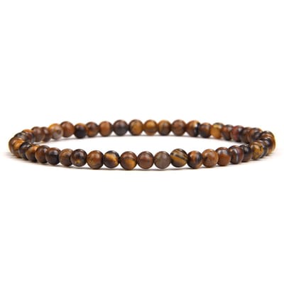 Bixorp Gems Matte Tijgeroog Edelstenen Armband 4mm kralen - Gepolijste Edelsteen Kralenarmband - 18cm