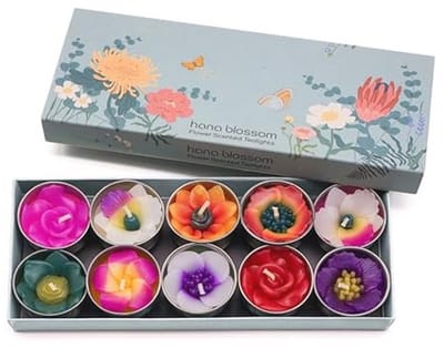 Theelichtjes en Geurkaarsen Cadeauset - 10 Stuks Handgemaakt in Diverse Designs en Kleuren