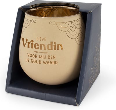 Sfeerlichthouder - Lieve vriendin, voor mij ben je goud waard - Glas