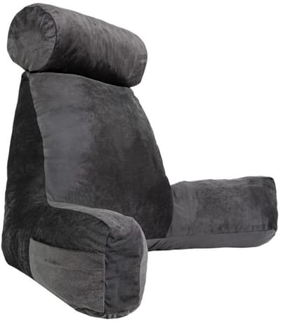 Bananair - Leeskussen voor in bed - Afneembare hoes - Fluweel - Grijs - 80x50x70 cm