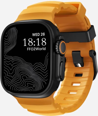 Stravo TrailFit Zacht Siliconen Bandje – Geschikt voor Apple Watch 46mm (Series 11/10), 45mm (Series 9/8/7), 44mm (Series 6/5/4, SE 3/2/1), 49mm (Ultra 3/2/1) – Robuust Outdoor Horlogebandje – Geel