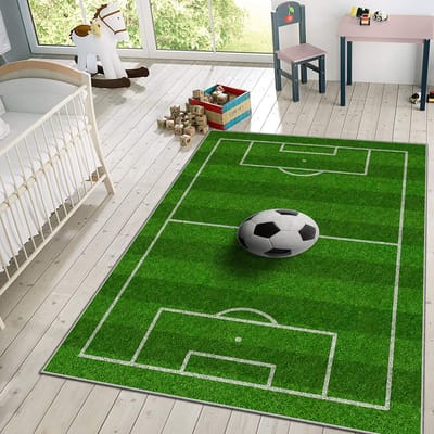 Vloerkleed Kinderkamer - Speelkleed Baby - Speelmat - Speeltapijt - Tapijt voor Kinderkamer - 150*80 cm - Voetbalveld