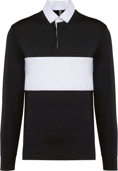 PROACT® Rugbypolo met lange mouwen PA429 - Black / White - L