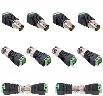 BNC Connectoren - Video Adapters - CCTV Beveiliging - Cat5e/Cat6 Compatibel - 12 Stuks - Zilver Zwart