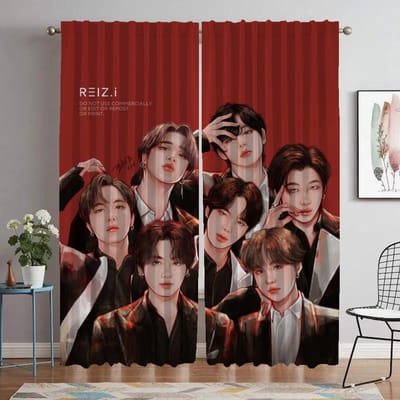 Keukengordijnen voor Woonkamer Gordijn voor Kamer 2 Panelen Kpop-BTS Scheidingswand Halloween Decoratie Interieurgordijnen Elegant W50xH70cmx2pcs-CL