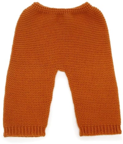 Asi poppenkleding warme gebreide broek roestkleurig poppenoutfit.