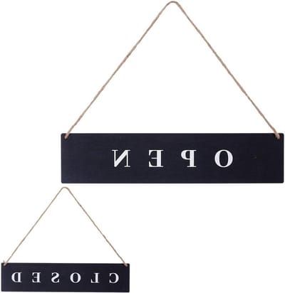 Houten Open Gesloten Bord - Vintage Deurbord - Winkelstatus Tonen - Dubbelzijdig Ontwerp - 33 x 7.5 cm - Zwart