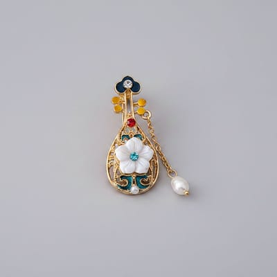 Bloemenbroche met Parel en Kleurrijke Details – Elegante Broche | Twinolo