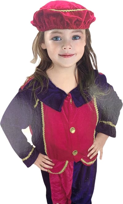 Pietenpak Roze/Paars – pieten kostuum kinderen – 3-delig – maat 110/116