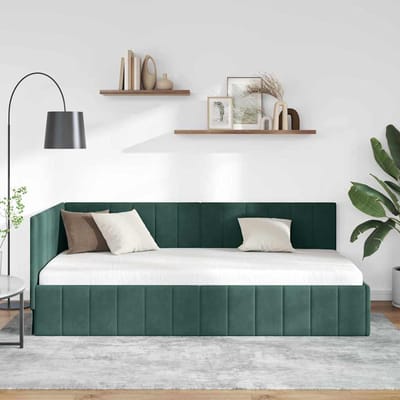 vidaXL - Hoek - Bed - Frame - Donkergroen - 90 - x - 190 - cm - Fluweel