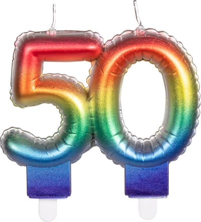 Boland - Kaarsje '50' regenboog 50 Multi - Regenboog - Regenboog