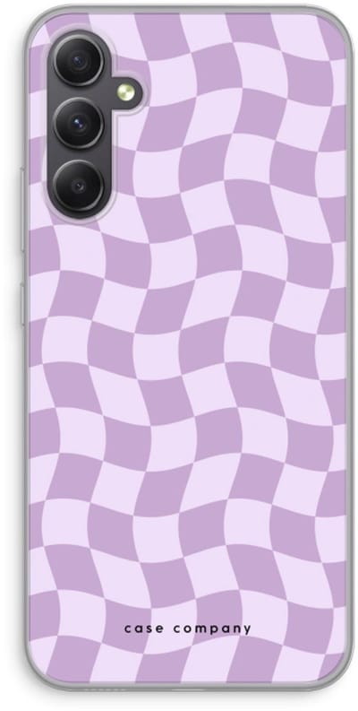 Case Company® - Hoesje geschikt voor Samsung Galaxy A34 hoesje - Grid Paars - Soft Cover Telefoonhoesje - Bescherming aan alle Kanten en Schermrand