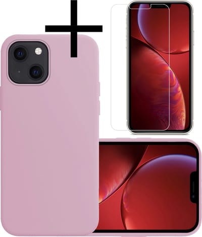Hoesje - Met Screenprotector - Geschikt voor Apple iPhone 13 Mini - Sterk & Shockproof - Back Cover - Siliconen Case - Telefoon Hoes - Lila