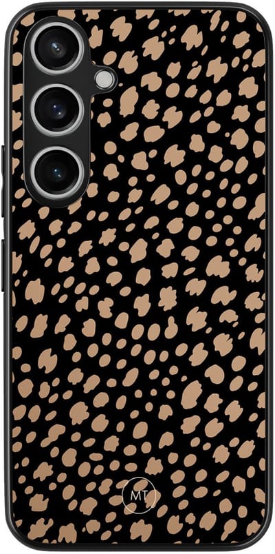 Hoesje geschikt voor Samsung Galaxy A55 - Savannah spots - TPU Hard Case Backcover - Zwart, Bruin - Mooie Telefoonhoesjes