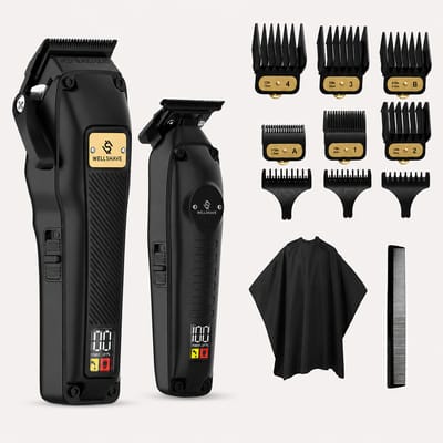 Wellshave Barber Pack 1.0 - Tondeuse mannen - Barber Set - Kappers set - Tondeuse voor Hoofdhaar & Baard - Incl. 9 opzetstukken - Haartrimmer Mannen - Hair Clipper - Kappers Tondeuse Professionele - Tondeuse set