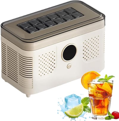 Mini IJsblokjesmachine - Draagbare Maker - Snel IJs Maken - Dual Power Opties - 12 Blokjes Per Keer - Crèmegeel