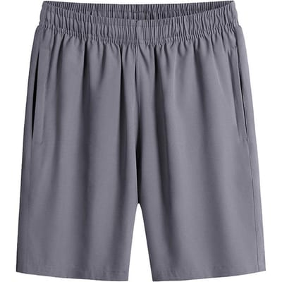 Heren Zomer Sport Shorts Los Wijde Pijp Elastische Taille Diepe Kruis Dun Zijzakken Effen Kleur Heren Knie Lengte Korte Broeken Baske M