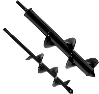 SnelShoppen - Ground Drill voor Accuschroevendraaier - Auger Tuinboor Set 8 cm x 30 cm + 4 cm x 22 cm - Geschikt voor Diverse Bodemtypes - Zwart - Tui