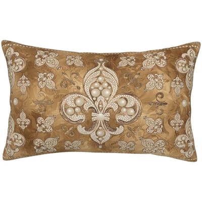 Fleur-de-lis Luxe Parel en Goud Rechthoekige Kussensloop Kussenhoes Decor Slaapkamer Bed Huis Comfort Sierkussen 50x35cm