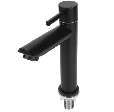 Dailygoods- Koudwaterkraan G1/2 - Badkamerkraan - Zwart - Duurzaam roestvrij staal - Eengreepsmengkraan - Energiebesparende sproeier