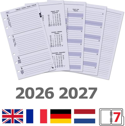 Kalpa 6216-26-27 170 x 95 mm Personal Ringband Agenda Vulling EN FR DE NL 2026 2027