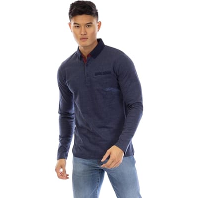 Peter Werth Ellstn-poloshirt met lange mouwen voor heren (Marine)
