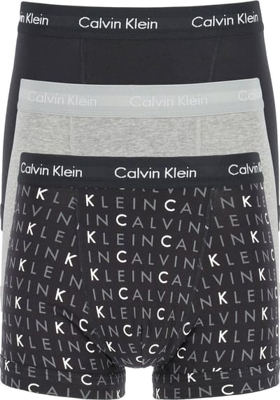 Calvin Klein Trunks Heren Onderbroeken - 3-pack - Zwart/Grijs