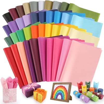 500 vellen transparant papier, kleurrijk, 40 kleuren, zijdepapier, tissuepapier, glanspapier om te knutselen, knutselpapier voor verjaardag, bruiloft, Kerstmis, decoratie, verpakking (29 x 20