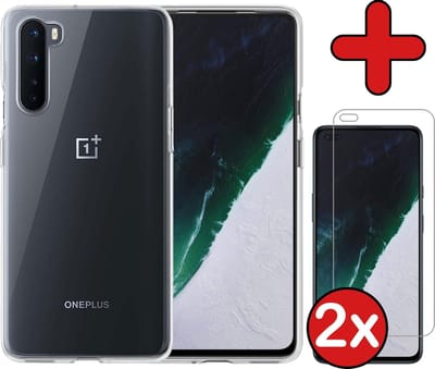 Hoesje - Met 2x Screenprotector - Geschikt voor OnePlus Nord - Sterk & Shockproof - Telefoon Hoes - Back Cover - Siliconen Case - Telefoonhoes - Transparant