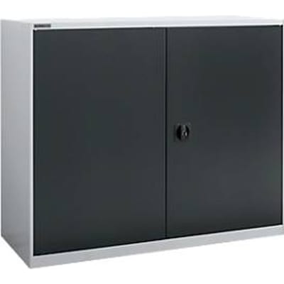 Draaideurkast Schäfer Shop Select MS-i 12412, plaatstaal, B 1200 x D 400 x H 1215 mm, 3 OH, wit aluminium/antracietgrijs, tot 150 kg