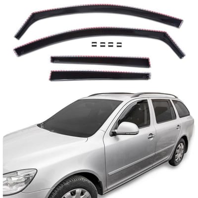Wind deflectors - Skoda Octavia II (2004-2012) 5-deurs Stationwagen - Aerodynamisch - Zwart getint - Eenvoudige montage