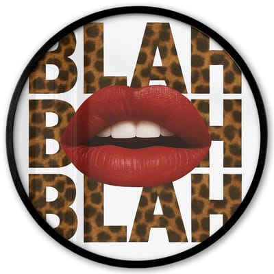 Poster in lijst Rond - Fotolijst 40x40 cm - Posters - Lip - Rood - Quote - Ronde posterlijst zwart - Decoratie - Wanddecoratie woonkamer - Muurdecoratie slaapkamer