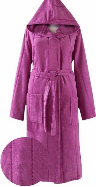Lubna Home Lara Badjas LARGE ZACHTE KATOEN met Capuchon Purper Large UNISEX