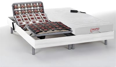 Vente-unique Bed met elektrische lattenbodem hout wit 2 x 70