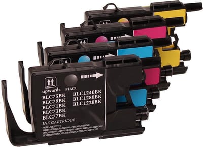 Set 4x ABC huismerk inkt cartridge geschikt voor Brother LC-1220 LC-1240 XL voor DCP-J525W DCP-J725DW DCP-J925DW MFC-J430W MFC-J5910DW MFC-J625DW MFC-J6510DW MFC-J6710DW MFC-J6910DW MFC-J825DW