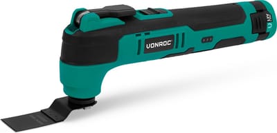 VONROC Accu Multitool 12V – met schraapmes, invalzaagblad, schuurzool en schuurpapier - Incl. Accu en usb-c kabel